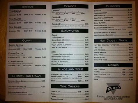 rascals teriyaki grill menu|Food Menu